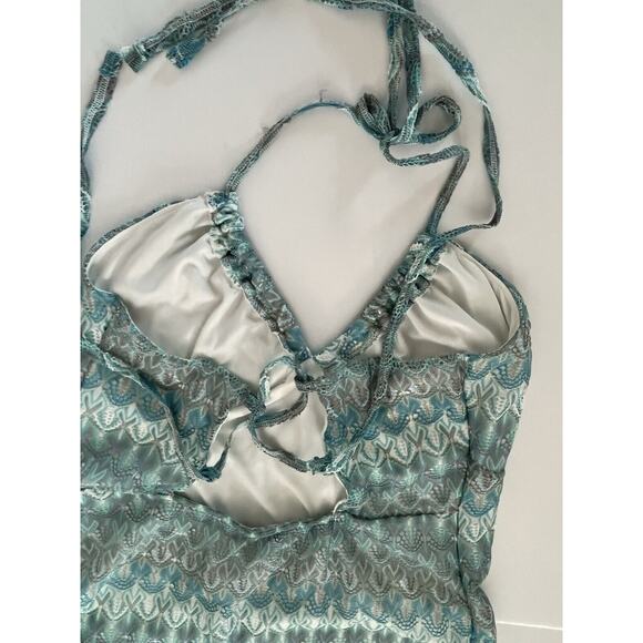 Wild Fable Women's Crochet Slip Halter Lace Cover Up Dress M Aqua Blue - Picture 8 of 10